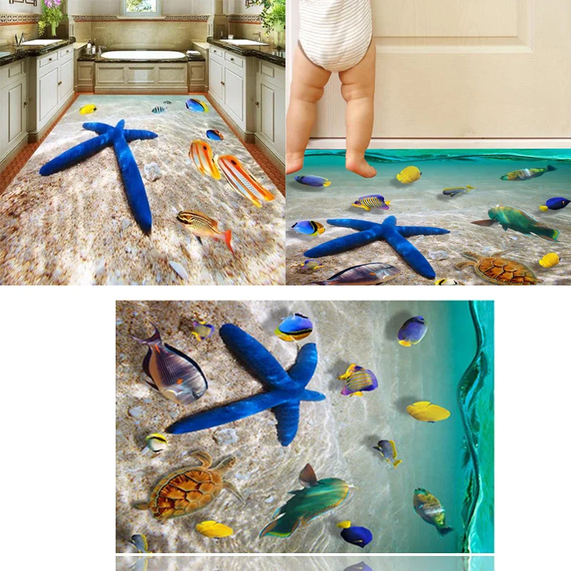 3D съемные настенные наклейки Морская звезда Пляж отделка из ПВХ стены ванной комнаты детей
