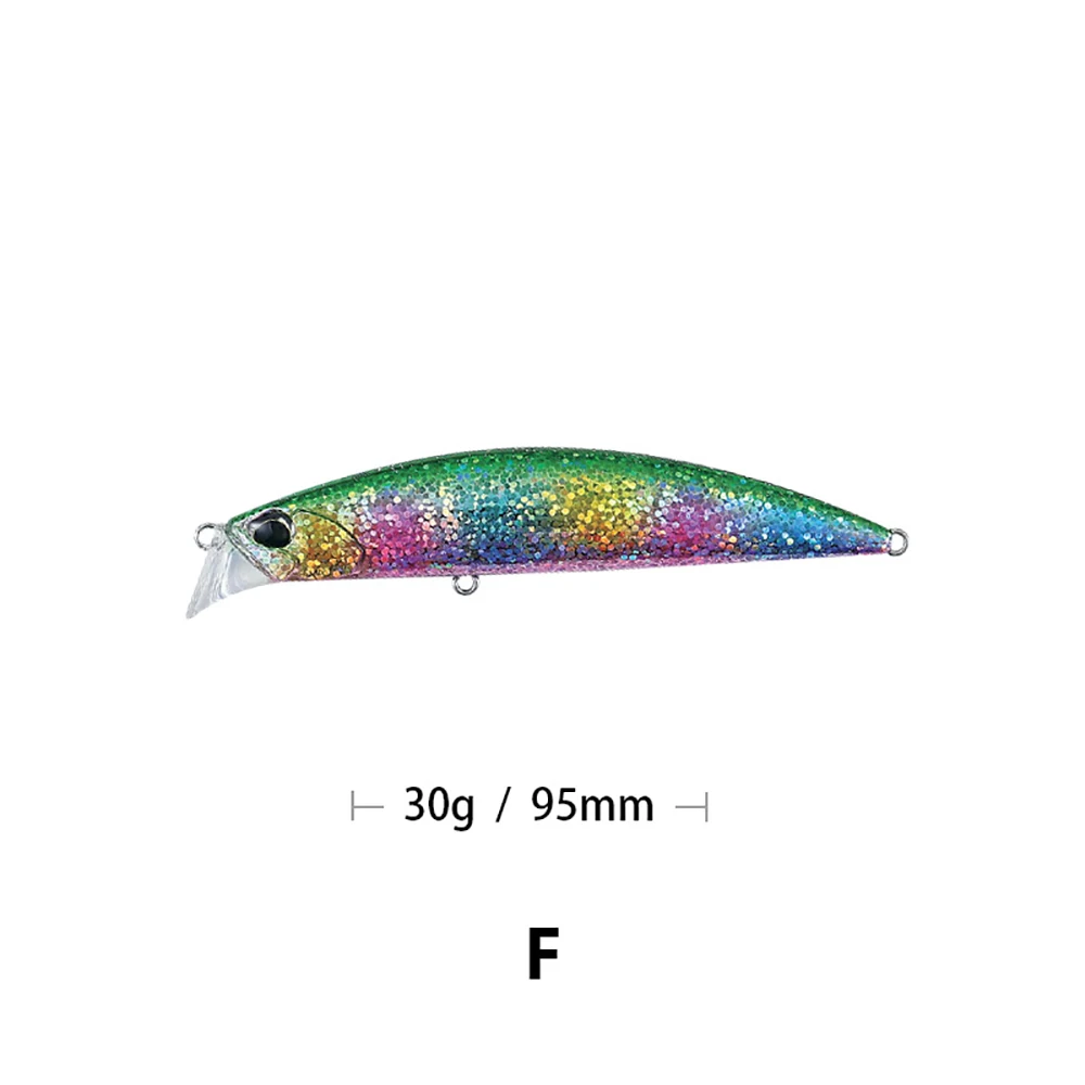 Mises 9,5 см 30 г 11 цветов длинная Тонущая бионическая блесна приманка 3D глаза искусственная жесткая приманка Рыбная приманка вобблер - Цвет: F