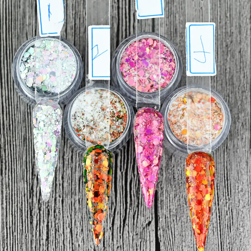12 Colors 3 in1 Acrylic Powder 10ml Nail Extension Builder Dipping &Sculpture Powder Mixed Chameleon Carving For Manicure