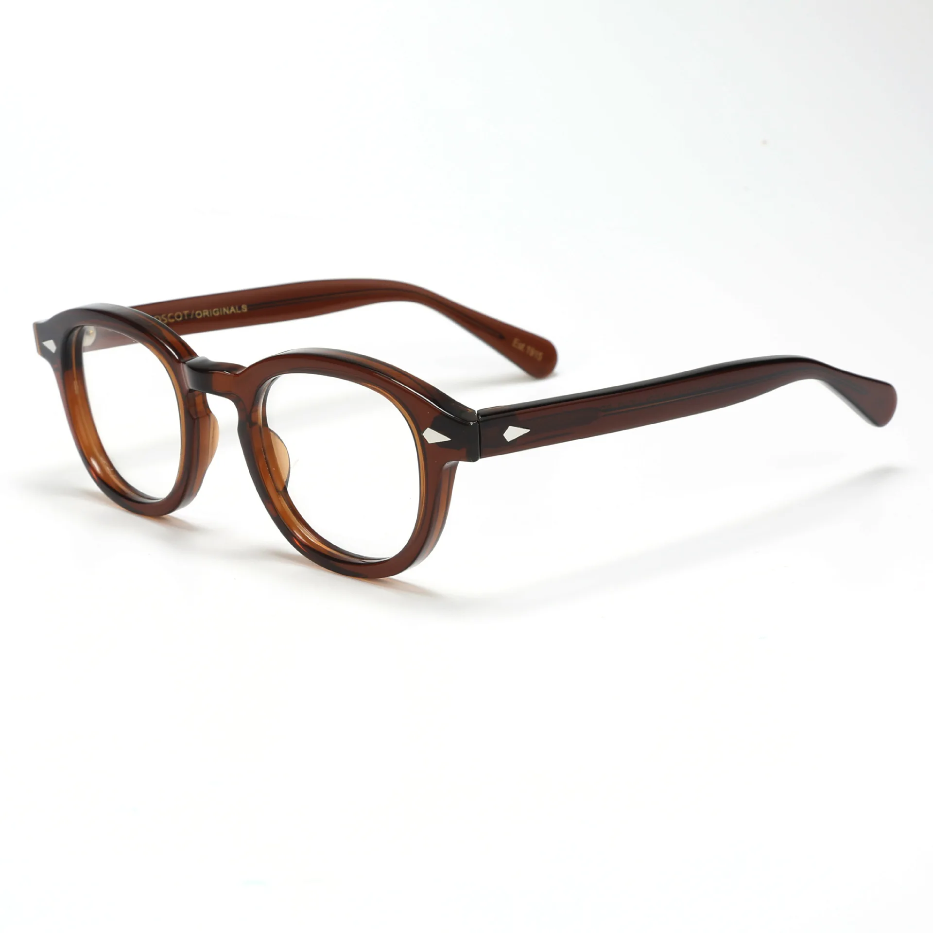 Retro Round Acetate Blue Light Glasses Frame Men Clear Lens Eyeglasses Brand Designer Johnny Depp Prescription Eyewear|Men