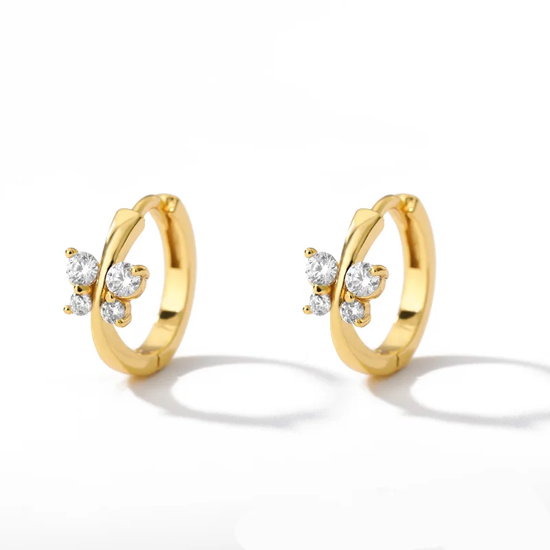 Circle Hoop Zircon Butterfly Earring For Women