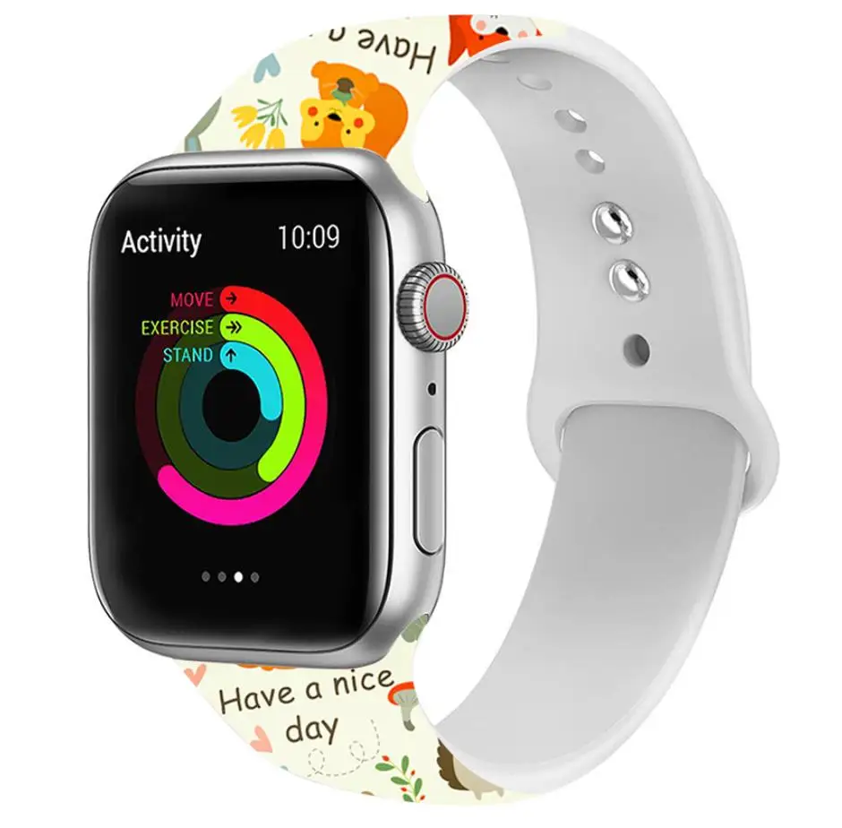 Ремешок для Apple watch силиконовый 38 мм 42 мм iwatch4 с 44 мм 40 мм цветочный принт ремешок браслет Регулируемая Замена Apple Watch4321 - Цвет ремешка: 08