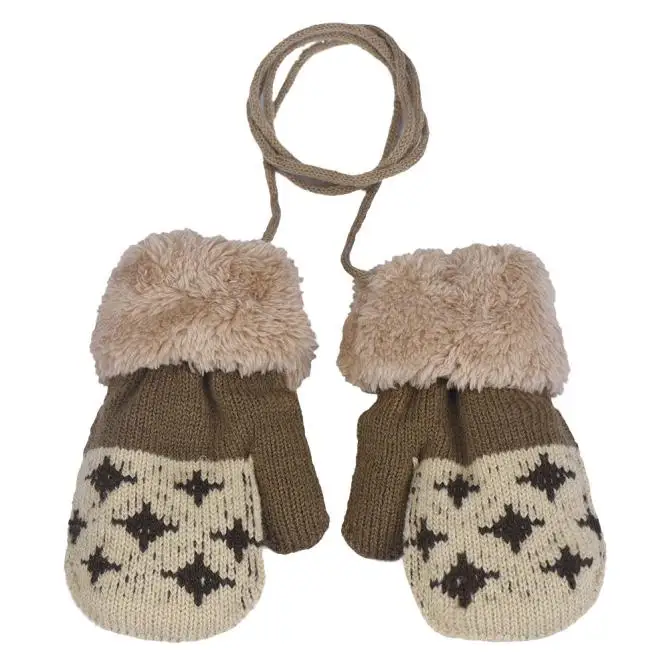 Beige Митенки Детские хлопковые с героями мультфильмов для малышей, милые детские перчатки для мальчиков и девочек, сохраняющие тепло, митенки детские зимние для новорожденных - Цвет: Beige