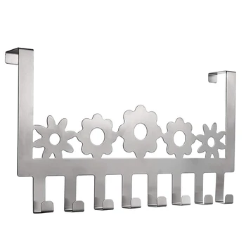 

WSFS Hot Over the Door Hook Hanger, Heavy-Duty Organizer for Coat, Towel, Bag, Robe, Cap Stainless Steel 8 Hooks Rack