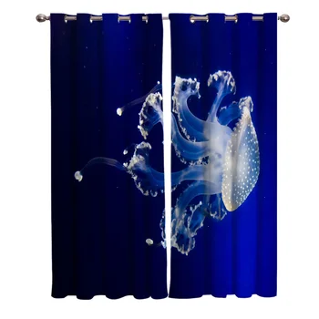 

Fluttering Jellyfish Underwater Animal Window Curtains Curtains for Living Room Decorative Items Living Room