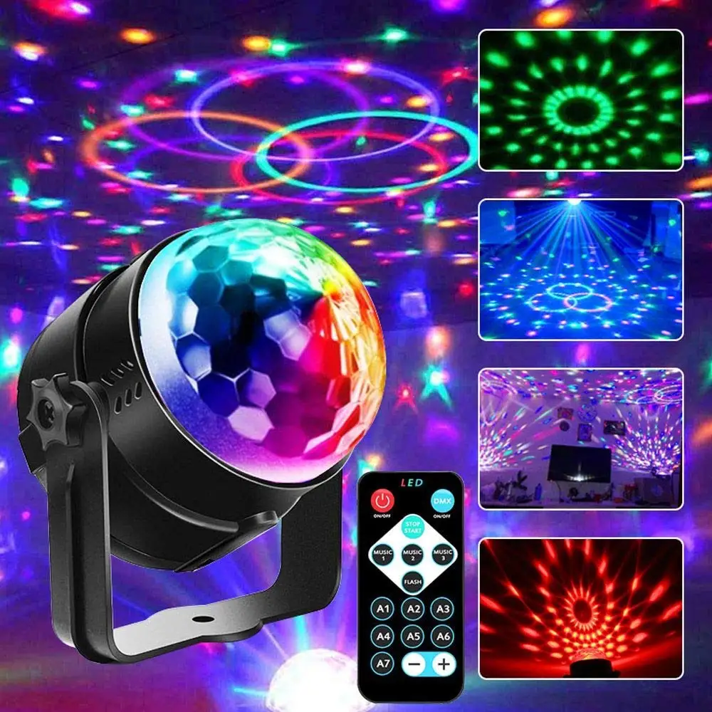 MICTUNING Luces de Bola de Discoteca,Actualización 6W 6 Colores,Luz Estroboscópica Luces de DJ Control Luces de Fiesta Activadas,Música para Cumpleaños Fiestas en Casa Pub paquete de 2 
