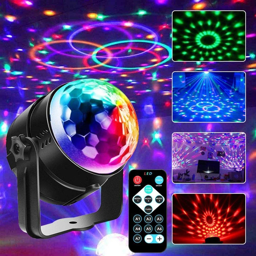 Strobe Light Disco Ball Lamp Party Lights LVJING RGB Rotating Light 3W