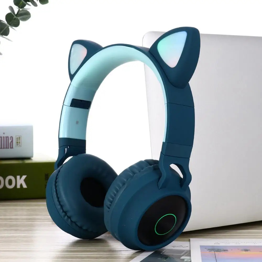 Bluetooth 5 0 Subwoofer Wireless Headphone With Mic Over Ear Folding Luminous Music Voice Earphone for Phone Computer Tablet