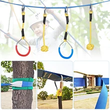 Course d'obstacle Ninja Warrior pour enfants, Kit de 50FTSlackline, équipement d'entraînement, boule de corde d'escalade 