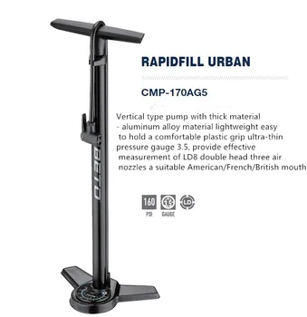 

BETO CMP-170AG5 160PSI bike vertical pump Aluminum alloy Barometer LD8 double-end Valve For SCHRADER/PRESTA/British Valve