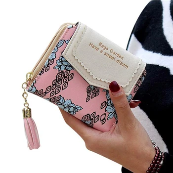 

2020 New Wallet Women Coin Purses Tassels Zipper&hasp Wallet fashion Lady Short Purse Pocket Flower Wallets carteira feminina