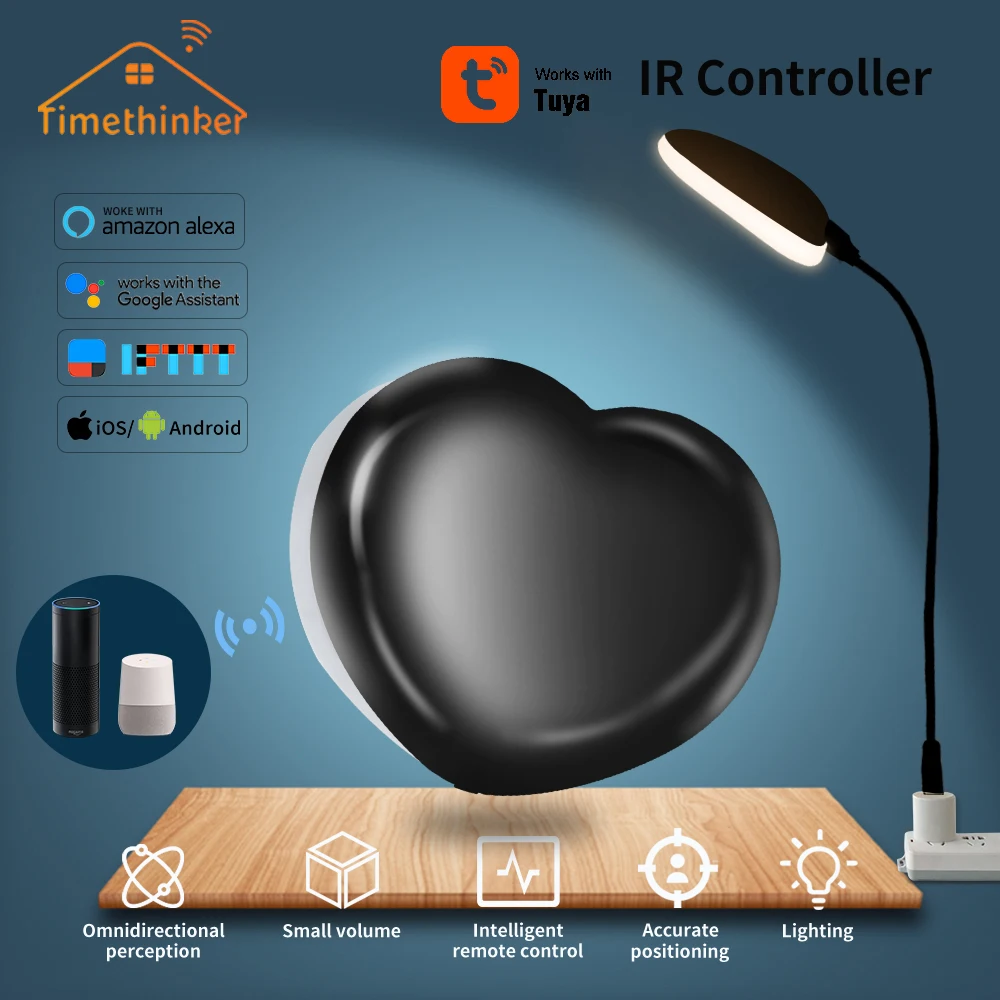 

Timethinker Tuya Smart Home IR Remote Control work with Amazon Alexa Google Home Heart shape LED Light PK For Broadlink Xiaomi
