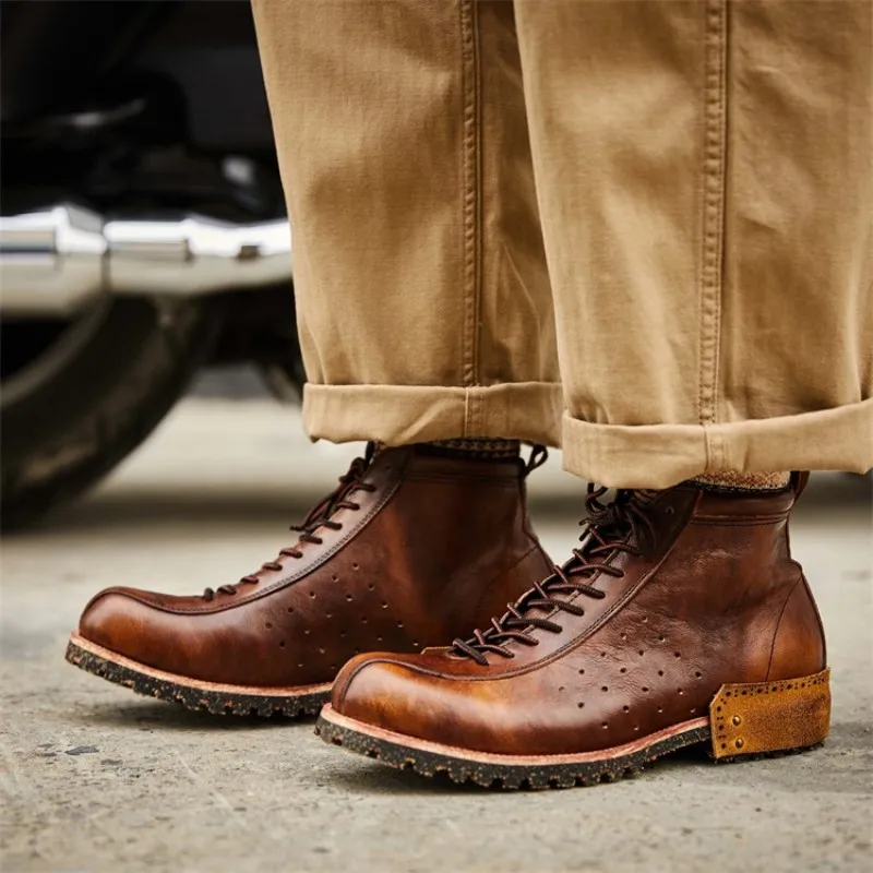 Vintage KNAPP MENS Engineer Botas de cuero marrón TALLA 9 Zapatos Zapatos para hombre Botas Botas de trabajo y estilo militar 