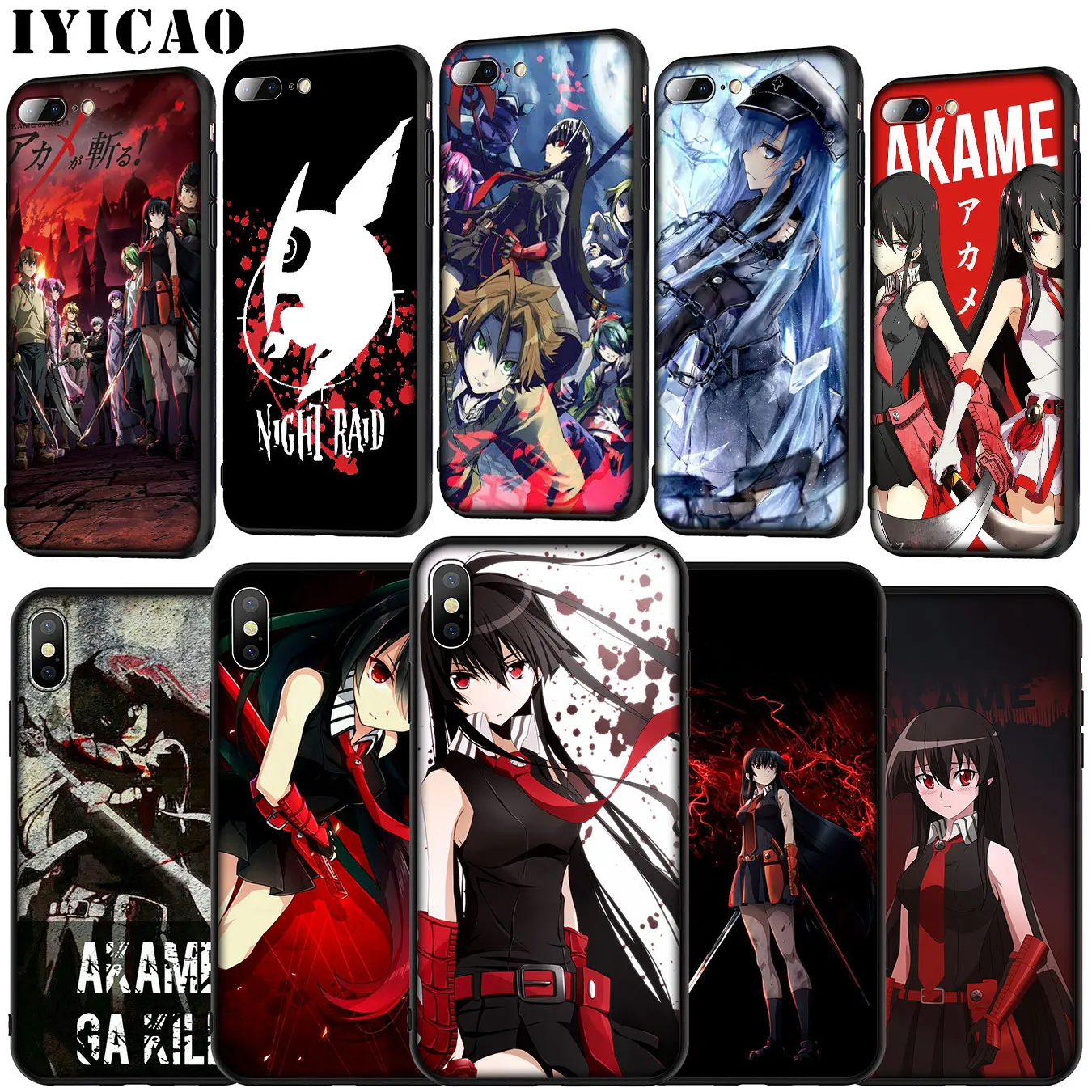 Мягкий силиконовый чехол IYICAO Akame Ga Kill Anime для iPhone 11 Pro XR X XS Max 6 6S 7 8 Plus 5 SE черный из