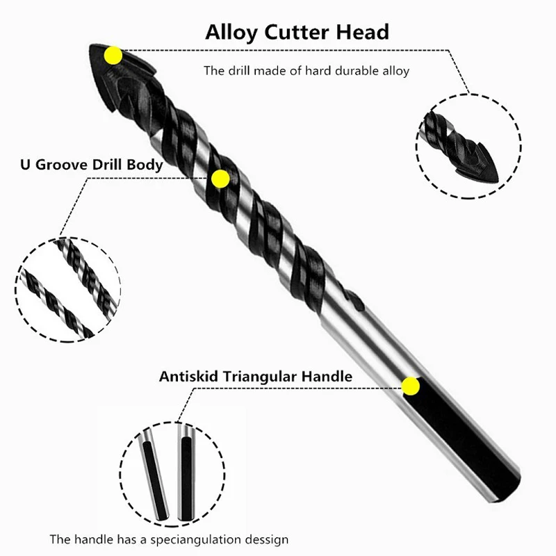 10PC Ceramic Tile Drill Bits Multi Purpose Construction Drill Bit Set Carbide Tip for Masonry Tile Wood Metal Drilling 10PC Ceramic Tile Drill Bits Multi Purpose Construction Drill Bit Set Carbide Tip for Masonry Tile Wood Metal Drilling