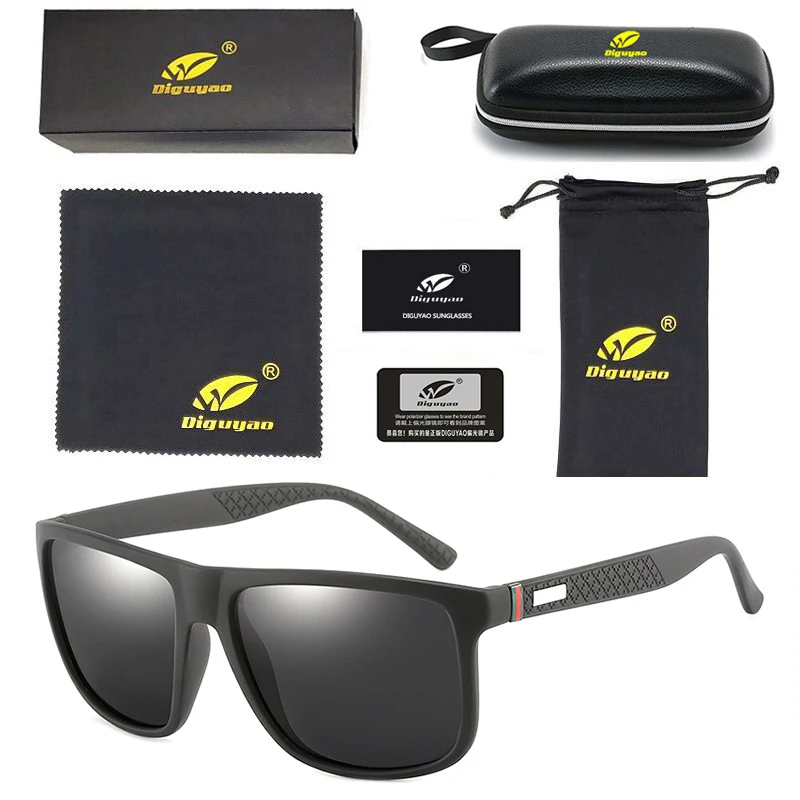 Дизайнерские мужские солнцезащитные очки, высокое качество, gafas polarizadas de hombre, поляризованные солнцезащитные очки для мужчин, okulary przeciws oneczne - Lenses Color: Black---Black