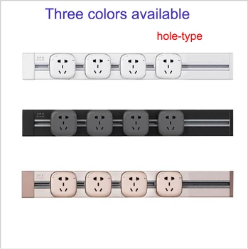 

Aluminum Alloy Track Wall Socket 3 Colors 8000W EU Standard Electrical Plug Socket Power Outlet Panel 250V 60cm 80CM EMBEDDED