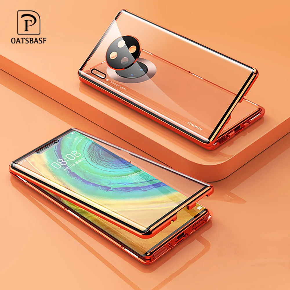 

Metal Double sided glass phone case for Huawei mate 30 30 pro All-inclusive transparent drop-proof shockproof protection cover