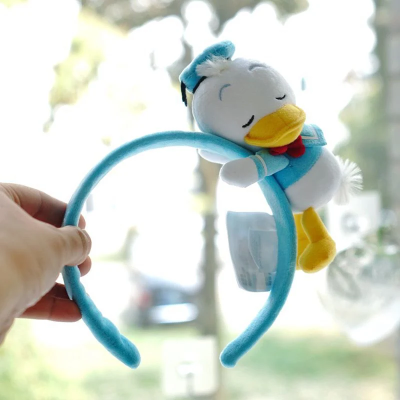 Disney 3D Sleeping Plush Doll Headband Cute Cartoon Dumbo Stitch Alien Headwear Girl Cosplay Kid Soft Original Mickey Minnie Ear
