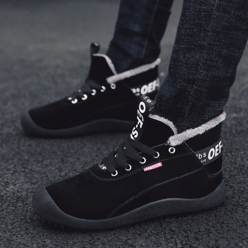 

Fashion Men Winter Shoes with fur Snow Boots outdoor Plush Inside Antiskid Bottom Keep Warm Waterproof Ski Boots big size 48 a4
