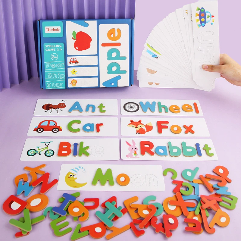 

Match Word Toys Baby Montessori Spell Word Game Wooden Toys Early Learning Letter Puzzle Preschool Educational Toys for Children