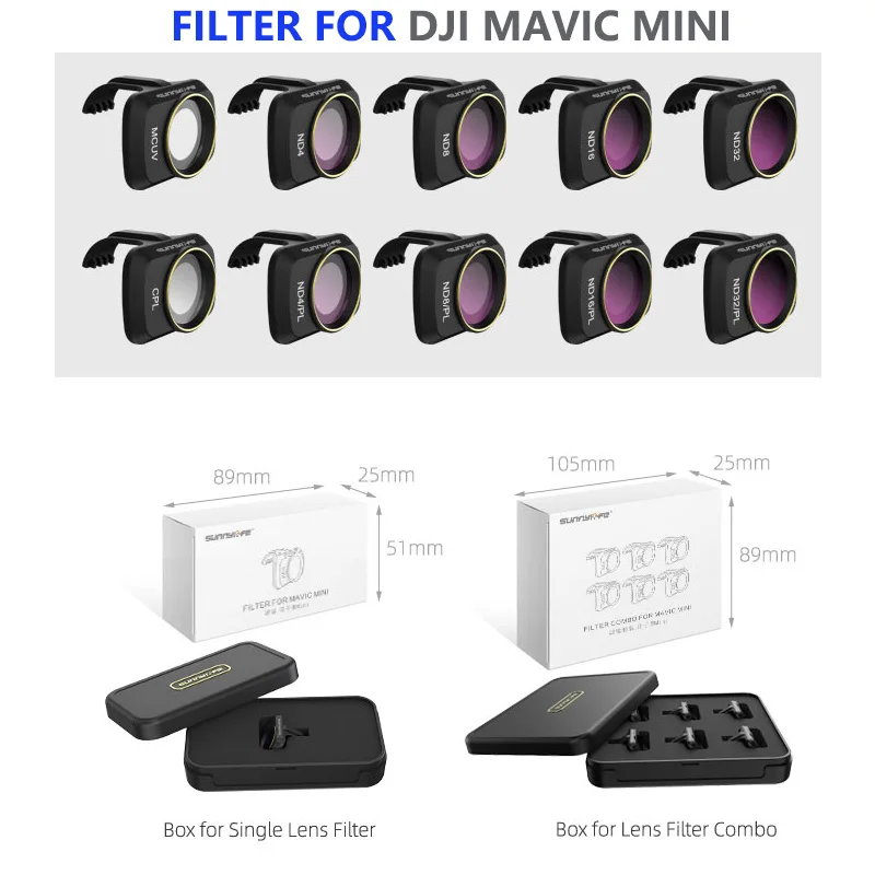 Best WWR Camera Lens Filter MCUV ND4 ND8 ND16 ND32 CPL ND/PL Filters Kit for DJI Mavic Mini Drone Accessories 