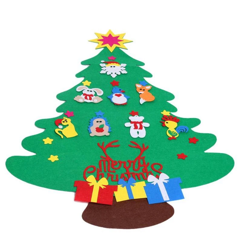 

Hot Sale New Kids DIY Stereo Felt Christmas Tree with Decorations Door Wall Hanging Felt Christmas Tree Set with Ornaments