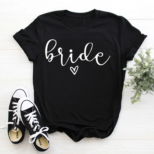bachelorette team bride t shirt estonian wedding party ulzzang t-shirt cato women's tea bride short women tops drop ship Black-6
