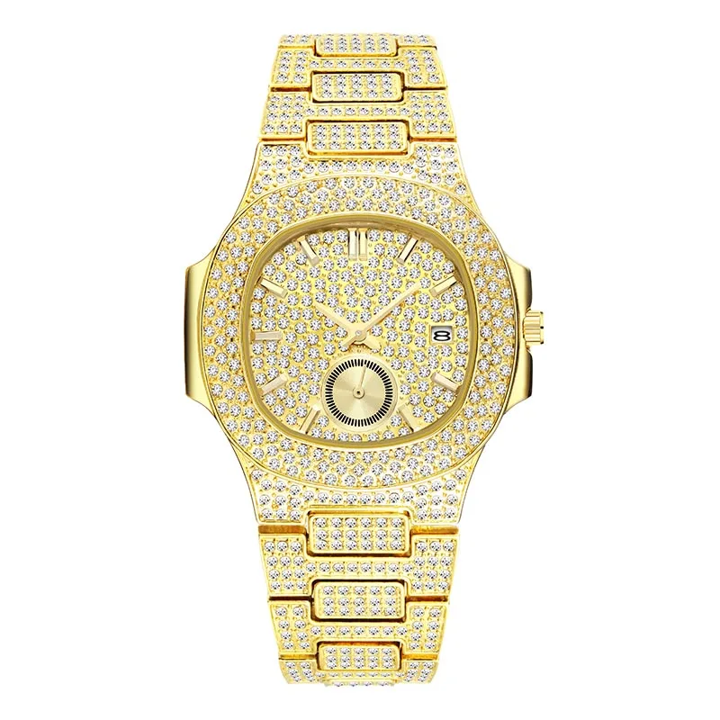 V2933-1 Missfox Watch Men Luxury Brand Top Selling Patek Trending Rose Gold Men's Watch Quartz Chronograph Diamond Steel Clock Gift Box - Цвет: V2933-1