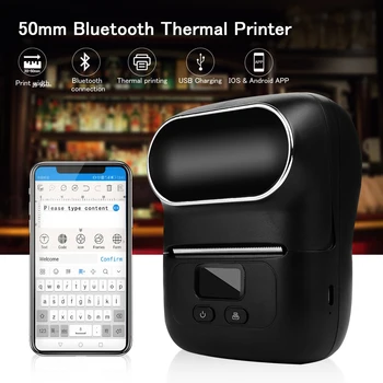

50mm Wireless Bluetooth Thermal Printer USB Label Bill ESC POS Ticket Mini portable Printer For IOS Android