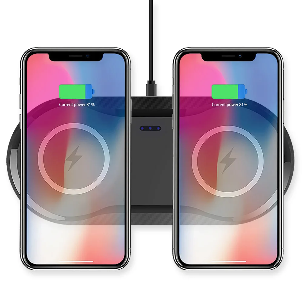 2 в 1 Беспроводная зарядка Qi 10 Вт быстрое зарядное устройство для iPhone 11 X XS XR 8 Airpods Apple Watch 5 4 3 2 samsung S10 S9 док-станция - Цвет: Dual Phone Black