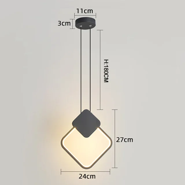 Современные светодиодные подвесные светильники для столовой, гостиной, бара, подвесной светильник suspendu, подвесной светильник для прикроватной кухни - Цвет корпуса: Black square