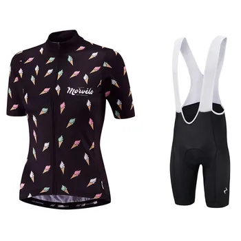 

2020 New team Women morvelo Summer Short Sleeve Jersey Bib Shorts Set Cycling Clothing Pro Team Outdoor Bicycle Clothes gel pad