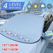 

NEW Winter Car Windshield Cover 4-Layer Magnetic Sun Shade Snow Frost Ice Cover Protector with Reflective Strip for Car SUV MPV