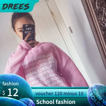 

Women Fluffy Hoodie Sweatshirt O-Neck Long-Sleeve Casual Love Pink Letter Kawaii Cropped Couple Crop Hoody Cheap Drees Sudaderas