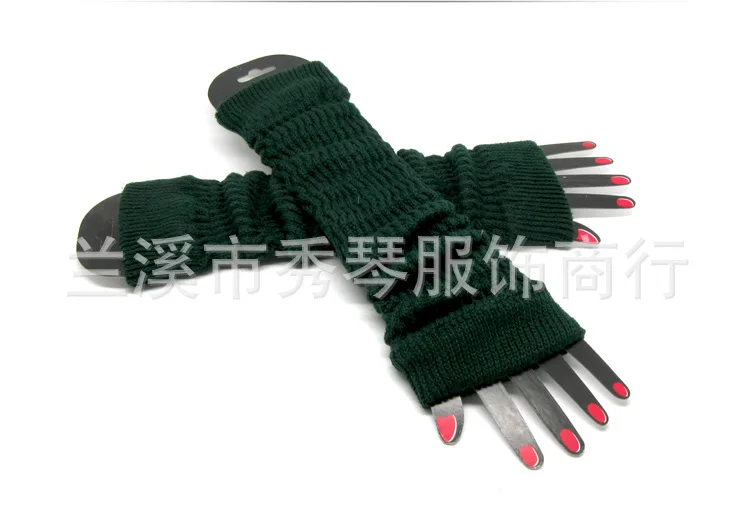 Сенсорный экран на осень и зиму; теплые вязаные длинные перчатки Для женщин пряжа перчатки без пальцев сплошной Цвет анти-скольжения рукоятки для покрытия