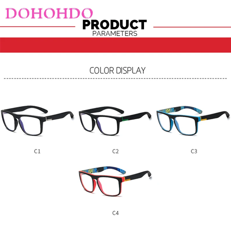 DOHOHDO 2021 New Classic Anti Blue Light Glasses Frame Men Women Big Square Gaming Eyewear Fashion Anti-UV Computer Clear Lens blue light blocking reading glasses