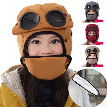 

New Unisex riding warm and windproof goggles Lei Feng cap set warm cap winter hats waterproof with glasses