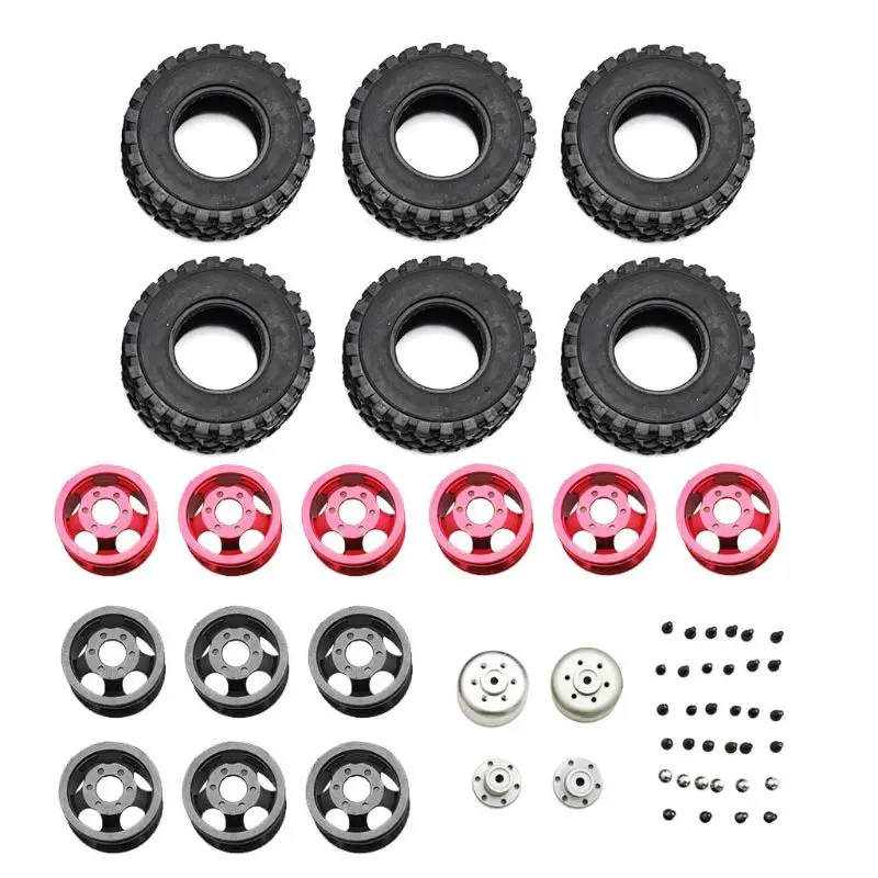 

Metal Wheel Rim with Rubber Tire Upgraded Spare Parts for WPL Henglong C14 C24 4x4 Truck Crawler Y51E
