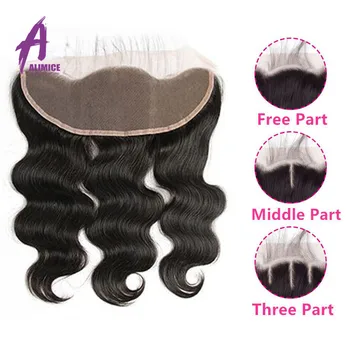 

Alimice Hair Lace Frontal Closure Brazilian Hair Body Wave 13x4 Free Part Remy Human Hair Closure With Baby Hair Natural Color