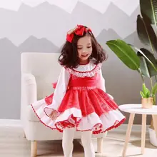 Весенняя детская одежда; испанское платье для девочек; милое красное платье принцессы в стиле Лолиты; хлопковая одежда для маленьких девочек; детское рождественское платье