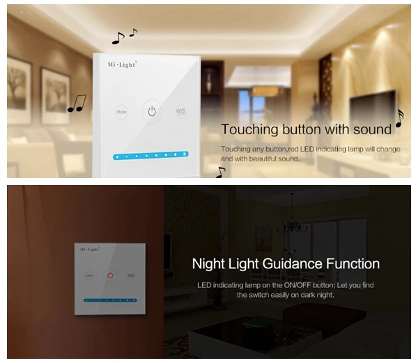 P1 Mi Light Smart Touch Panel Dimming Controller Adjust Brightness for LED Strip Lighting