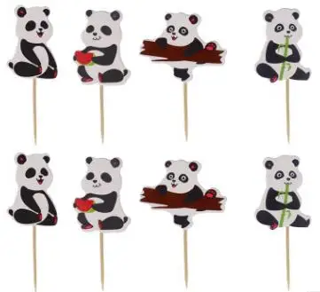 24pcs cupcake picks Горячая Распродажа, мультяшная панда, украшение для торта на день рождения на тему "Лошадки карусели", вечерние скатерти с соломенной пластиной, Рождественский свадебный набор для украшения дома - Цвет: 24pcs cupcake picks