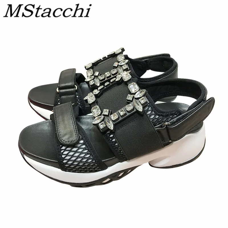 Сандалии MStacchi женские из натуральной кожи удобные пляжные Босоножки с открытым