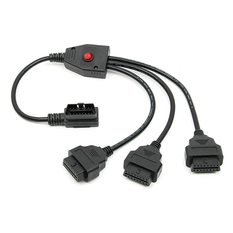 J1962 мужчин и женщин OBD2 OBDII 1 до 3 16 pin мужчин и женщин Y разделительный шнур диагностический удлинитель с одним переключателем 50 см