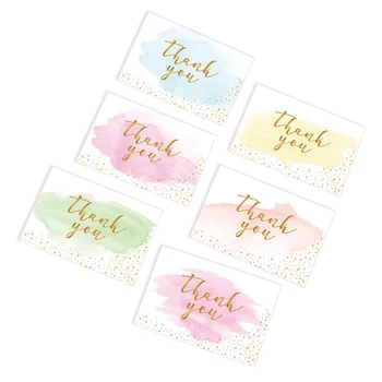 

6 Pcs Christmas Thank You Card Ins Style Watercolor Letter Pattern Foldable Message Card DIY Christmas New Year Thank You Card