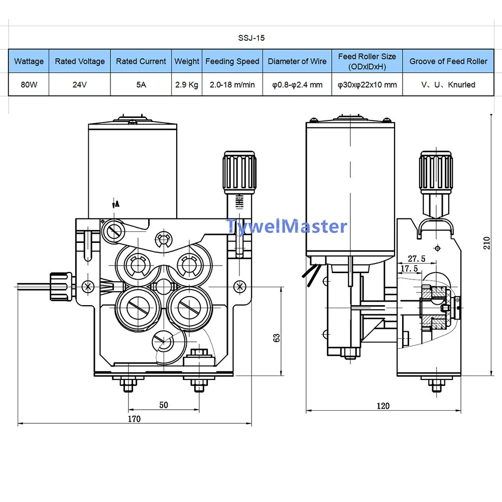 Welding Wire Feeder DC 24V 4 Rolls SSJ-15 Wire Feed Assembly Feeder Roll For Steel Aluminum Flux Cored MIG Welding Machine