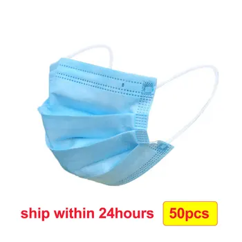 

50 pcs 3 Layer Dust Mask Antibacterial protection Sterile Mask Dustproof Mask Facial Protective Cover Masks