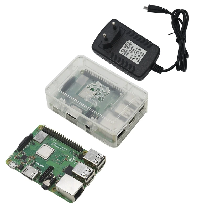 Raspberry Pi 3 Model B+(Plus)+ Abs чехол+ 5V 3A Мощность адаптер с поддержкой Wi-Fi и Bluetooth Декодер каналов кабельного телевидения штепсельная вилка европейского стандарта