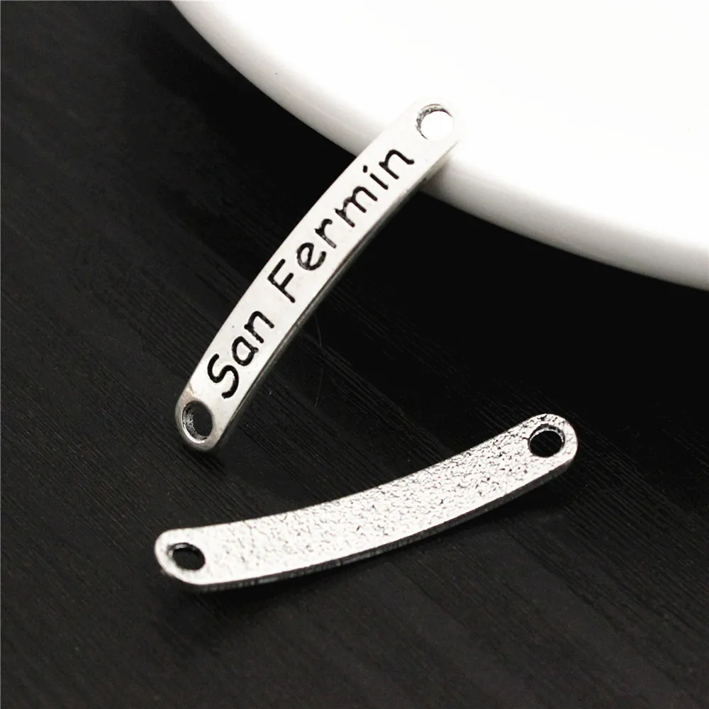 Conectores San Fermin español para fabricación de pulseras, colgante de pulsera de plata tibetana, cuentas, accesorios, 39x6mm, 10 Uds., K06217|Piezas de cierre y de joyería| - AliExpress